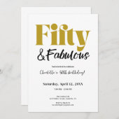 Fifty & Fabulous 50th Birthday Invitation Kaart (Voorkant / Achterkant)