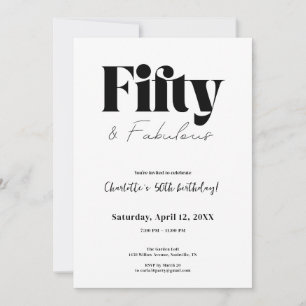 Fifty & Fabulous 50th Birthday Invitation Kaart