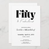 Fifty & Fabulous 50th Birthday Invitation Kaart (Voorkant / Achterkant)
