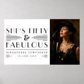Fifty & Fabulous Art Deco Photo 50th Birthday Poster (Voorkant)