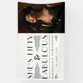 Fifty & Fabulous Art Deco Photo 50th Birthday Spandoek (Verticaal)