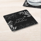 Fifty & Fabulous Black Glam 50th bithday Kartonnen Onderzetters (Schuin)