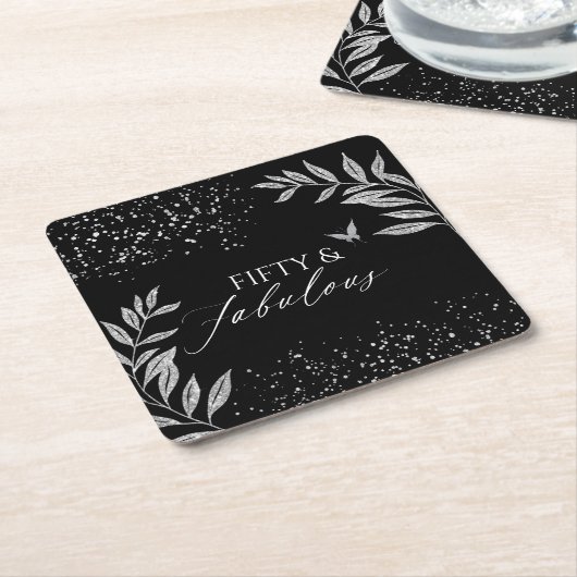 Fifty & Fabulous Black Glam 50th bithday Kartonnen Onderzetters (Schuin)
