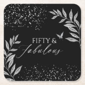 Fifty & Fabulous Black Glam 50th bithday Kartonnen Onderzetters (Voorkant)