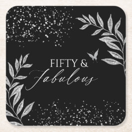 Fifty & Fabulous Black Glam 50th bithday Kartonnen Onderzetters