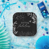 Fifty & Fabulous Black Glam 50th bithday Papieren Bordje (Feest)