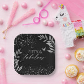 Fifty & Fabulous Black Glam 50th bithday Papieren Bordje (Feest)