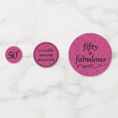 Fifty & Fabulous Black op Hot Pink Glitter Table Confetti (Voorkanten)