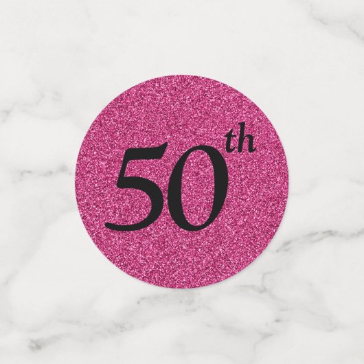 Fifty & Fabulous Black op Hot Pink Glitter Table Confetti (Kleine voorkant)