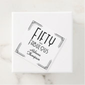Fifty Fabulous Black White Art Deco 50th Birthday Bedankjes Labels (In situ)