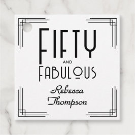 Fifty Fabulous Black White Art Deco 50th Birthday Bedankjes Labels