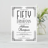 Fifty Fabulous Black White Art Deco 50th Birthday Kaart (Staand voorkant)