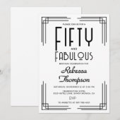 Fifty Fabulous Black White Art Deco 50th Birthday Kaart (Voorkant / Achterkant)