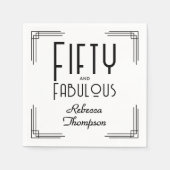 Fifty Fabulous Black White Art Deco 50th Birthday Servet (Voorkant)
