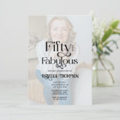 Fifty Fabulous Black White Photo 50th Birthday Kaart (Staand voorkant)