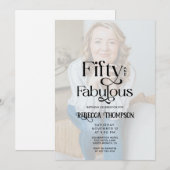 Fifty Fabulous Black White Photo 50th Birthday Kaart (Voorkant / Achterkant)