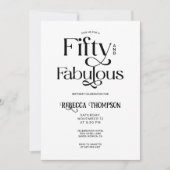 Fifty Fabulous Black White Script 50th Birthday Kaart (Voorkant)