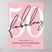Fifty Fabulous Blush Pink 50th Birthday Welcome Poster (Voorkant)