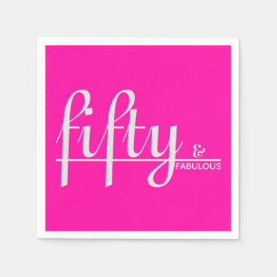 Fifty & FABULOUS Elegant Hot Pink 50ste verjaardag Servet