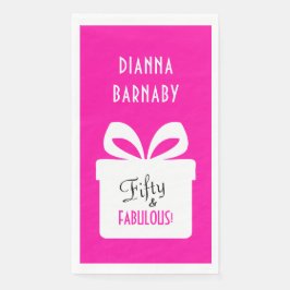 Fifty & FABULOUS! Girly Hot Pink Birthday Party Servet
