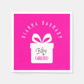 Fifty & FABULOUS! Girly Pink Birthday Party Servet (Voorkant)