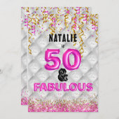 Fifty Fabulous Gold Pink 50th Kaart (Voorkant / Achterkant)