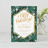 Fifty + Fabulous Green Tropical 50th Birthday Kaart (Staand voorkant)