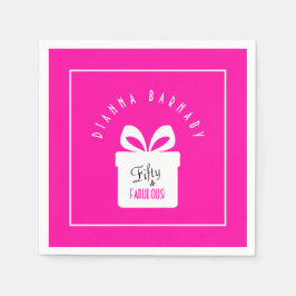 Fifty & FABULOUS Hot Pink 50th Birthday Gift Paper Servet