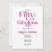 Fifty Fabulous Hot Pink Script 50th Birthday Kaart (Voorkant)