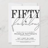 Fifty Fabulous Modern 50th Birthday Party Kaart (Voorkant)