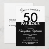 Fifty Fabulous Modern Black White 50th Birthday  Kaart (Voorkant / Achterkant)