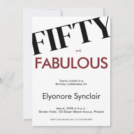 Fifty & Fabulous Modern Cherry Wine 50th Birthday Kaart