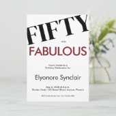 Fifty & Fabulous Modern Cherry Wine 50th Birthday Kaart (Staand voorkant)