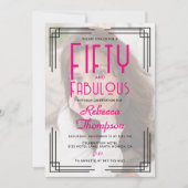 Fifty Fabulous Photo Pink Art Deco 50th Birthday Kaart (Voorkant)