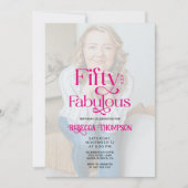 Fifty Fabulous Photo Pink Script 50th Birthday Kaart (Voorkant)