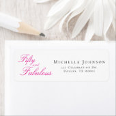 Fifty & Fabulous Pink 50th Birthday Party Invitati Etiket (Insitu)