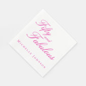 Fifty & Fabulous Pink 50th Birthday Party Invitati Servet (Hoek)