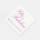 Fifty & Fabulous Pink 50th Birthday Party Invitati Servet (Hoek)