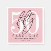 Fifty Fabulous Pink 50th Birthday Party Servet (Voorkant)