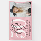 Fifty Fabulous Pink 50th Birthday Party Spandoek (Verticaal)