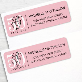 Fifty Fabulous Pink 50th Birthday Return Address Etiket