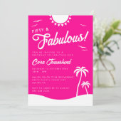 Fifty & Fabulous Pink Beach 50th Birthday Party Kaart (Staand voorkant)