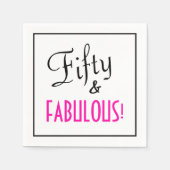 Fifty & FABULOUS! Retro Girly Pink Birthday Paper Servet (Voorkant)
