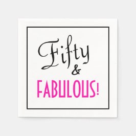 Fifty & FABULOUS! Retro Girly Pink Birthday Paper Servet