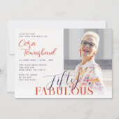 Fifty & Fabulous Script Photo 50th Birthday Kaart (Voorkant)