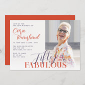 Fifty & Fabulous Script Photo 50th Birthday Kaart (Voorkant / Achterkant)