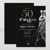 Fifty Fabulous Silver Dress Black 50th Birthday Kaart (Voorkant / Achterkant)