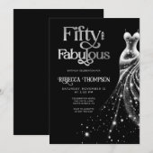Fifty Fabulous Silver Dress Black 50th Birthday Kaart (Voorkant / Achterkant)