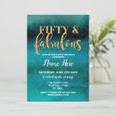 Fifty & Fabulous Verjaardagsfeest Blauwgroen 50e U Kaart (Staand voorkant)