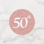 Fifty & Fabulous White op Roos Gouden Glitter Tafe Confetti (Kleine voorkant)